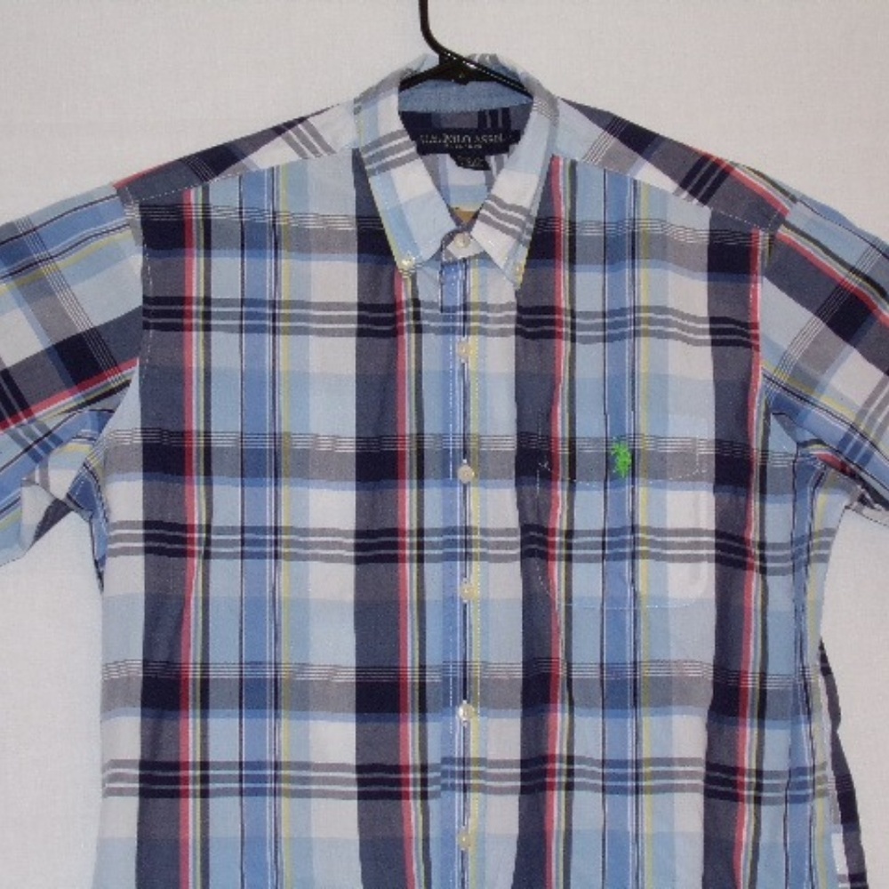 U.S. POLO ASSN. Mens Sz L Short Sleeve White Blue